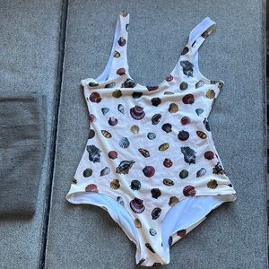 Samantha pleat calypso seashell shell swimsuit bodysuit sz L